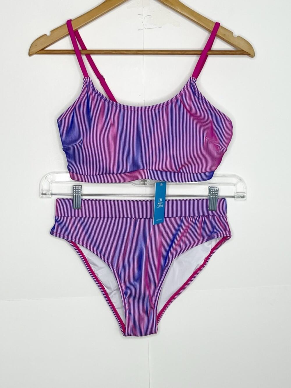 Cupshe Women Pink Gradient Adjustable Bikini Size Medium